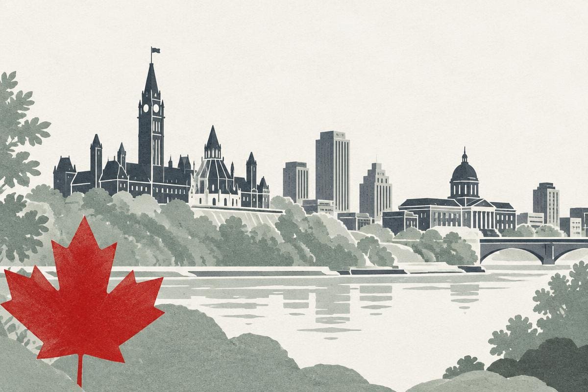 Stylized illustration of a Canadian cityscape